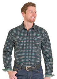 PANHANDLE SLIM MEN'S LONG SLEEVE TWO POCKET PEARL SNAP SHIRT - BLACK