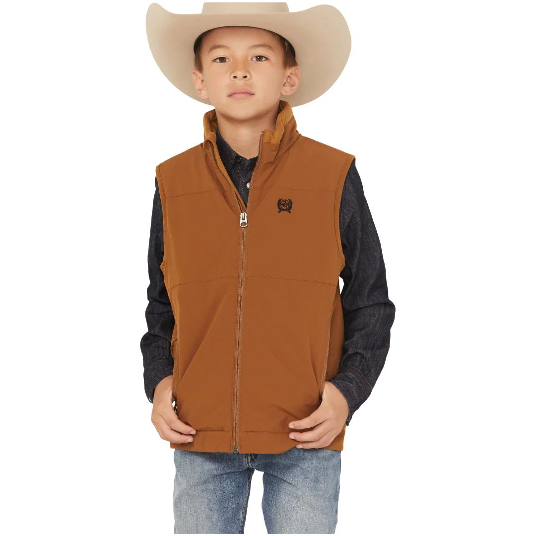 CINCH BOYS' BONDED VEST - BROWN