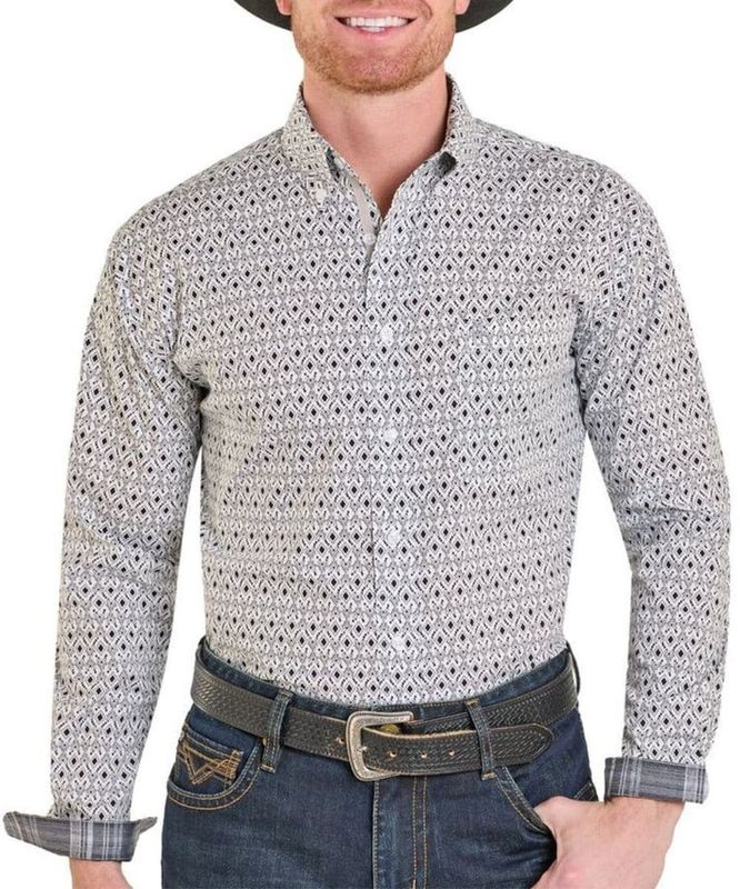 PANHANDLE SLIM MEN'S LONG SLEEVE 1 POCKET BUTTON SHIRT - WHITE
