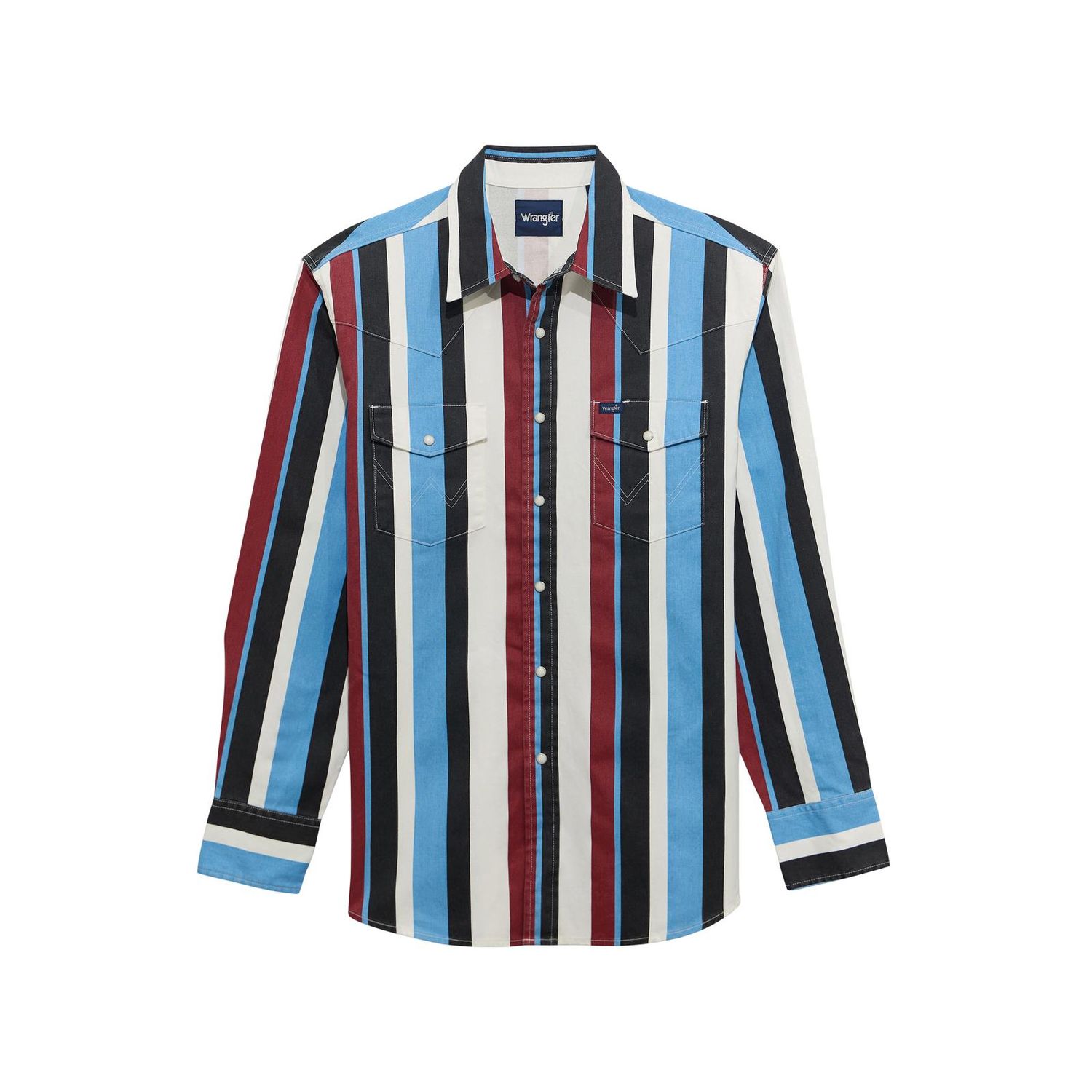 WRANGLER BOYS' VINTAGE BRUSHPOPPER PEARL SNAP SHIRT - BLUE MULTI