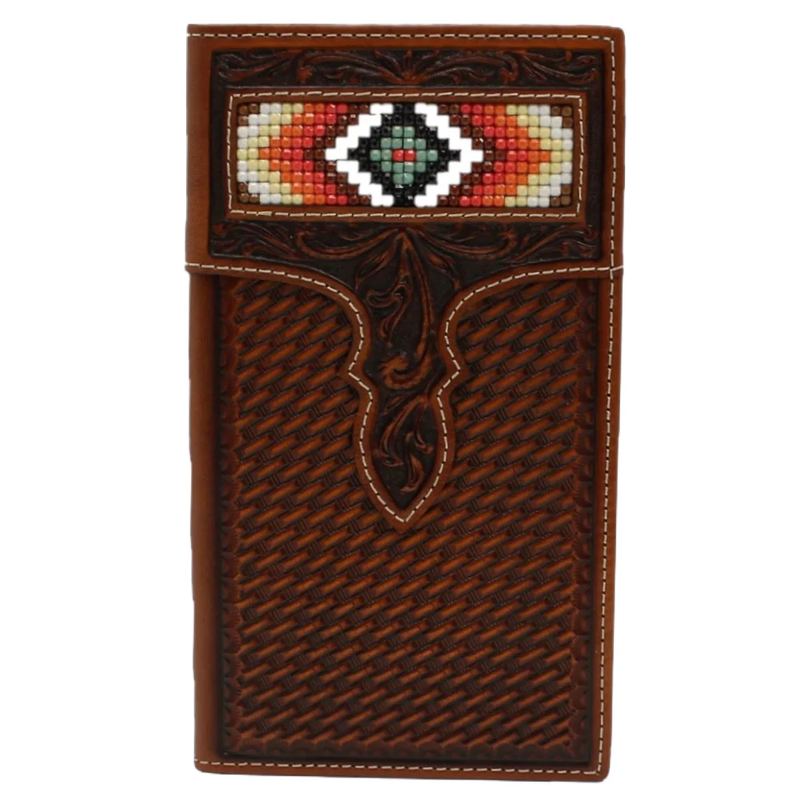 NOCONA BELT CO. BASKETWEAVE DIAMOND BEAD RODEO WALLET/CHECKBOOK COVER