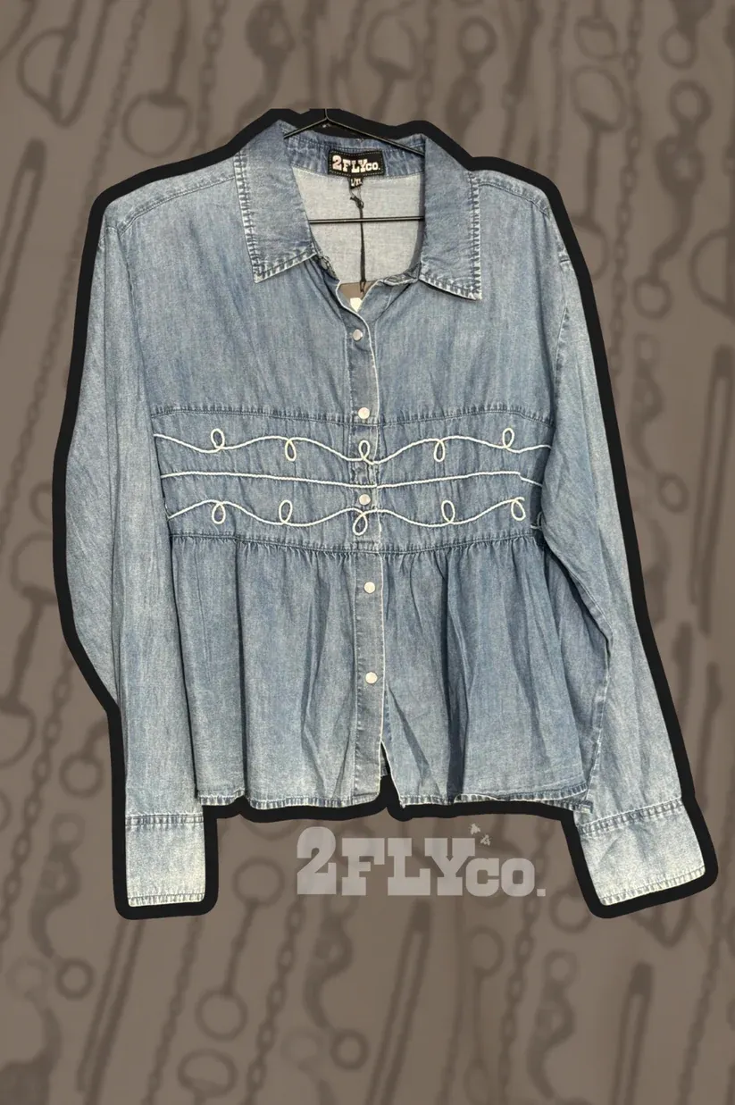 2 FLY CO. LONG SLEEVE LOOPTY LOU BUTTON SHIRT - DENIM