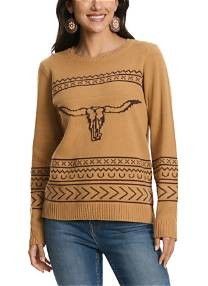 COTTON AND RYE WOMEN'S LONGHORN KNIT SWEATER - CAMEL