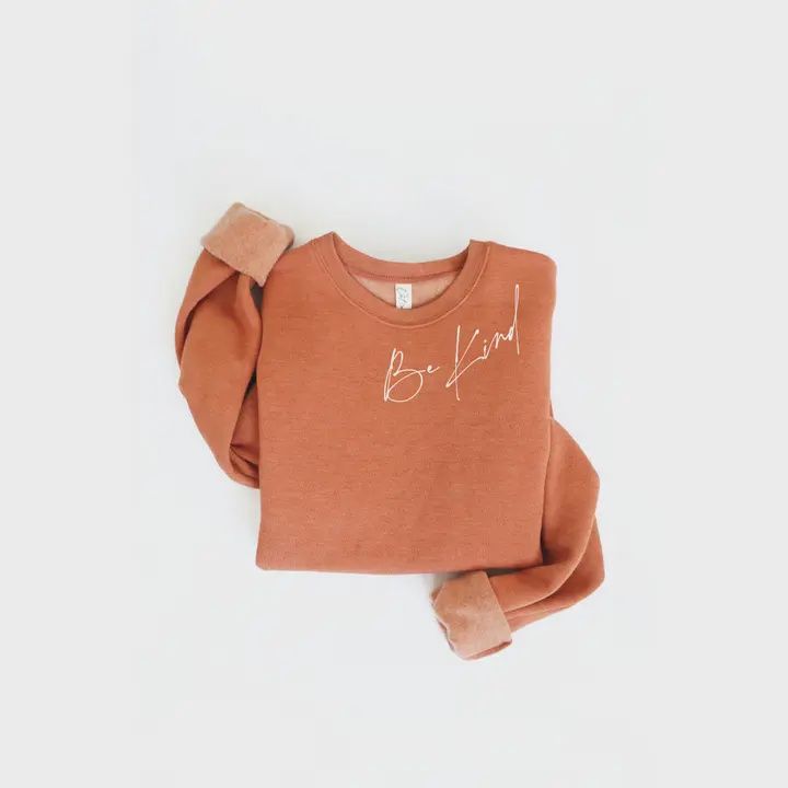 OAT COLLECTIVE WOMEN'S BE KIND CREW SWEATSHIRT, COLOR: AUTUMN LEAF, SIZE: SMALL