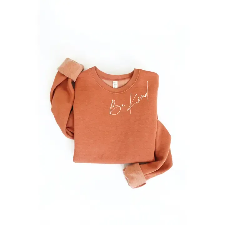 OAT COLLECTIVE WOMEN'S BE KIND CREW SWEATSHIRT, COLOR: AUTUMN LEAF, SIZE: SMALL