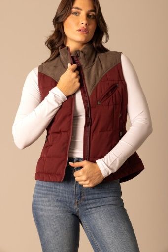KIMES RANCH LENORA TWO TONED VEST - MAROON, COLOR: MAROON, SIZE: MEDIUM