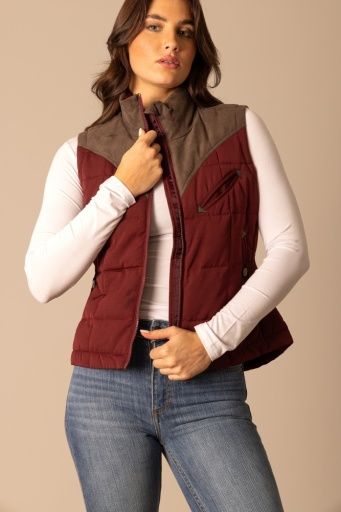 KIMES RANCH LENORA TWO TONED VEST - MAROON, COLOR: MAROON, SIZE: MEDIUM