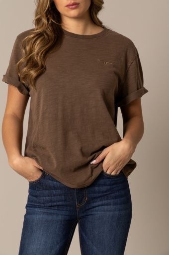 KIMES RANCH ASHLEY TEE, COLOR: COCOA, SIZE: SMALL