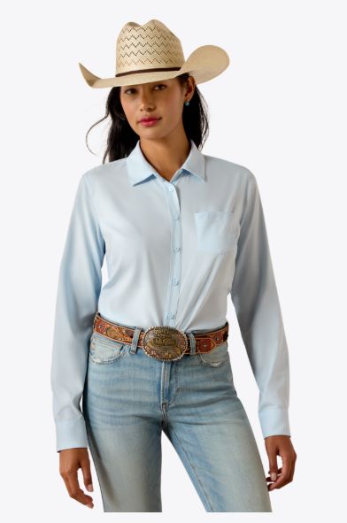 ARIAT WOMEN'S LONG SLEEVE KIRBY PRO BUTTON SHIRT - NANTUCKET BREEZE