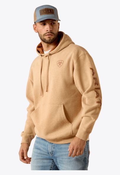 ARIAT MEN'S LOGO HOODIE - TAN HEATHER