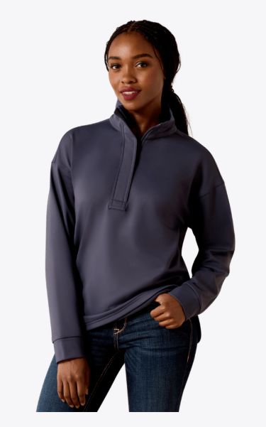 ARIAT WOMEN'S BREEZE LOGO 1/2 ZIP SWEATSHIRT - OMBRE BLUE
