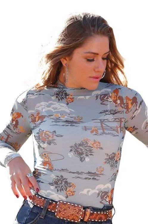 CRUEL DENIM WOMEN'S LONG SLEEVE MESH TOP - BLUE CRUEL DENIM WOMEN'S LONG SLEEVE MESH TOP - BLUE