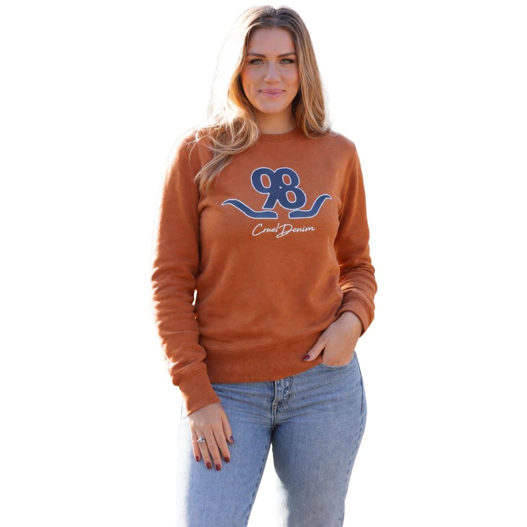 CRUEL DENIM WOMEN'S GRAPHIC CREWNECK SWEATSHIRT - BROWN