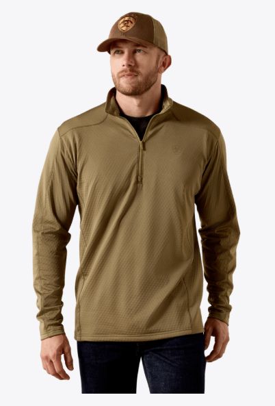 ARIAT MEN'S HEX FLEECE 1/2 ZIP BASELAYER PULLOVER - DUSKY GREEN