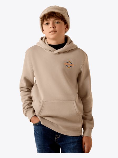 ARIAT BOYS' TAPIZ ZAPOTECO HOODED SWEATSHIRT - BEIGE