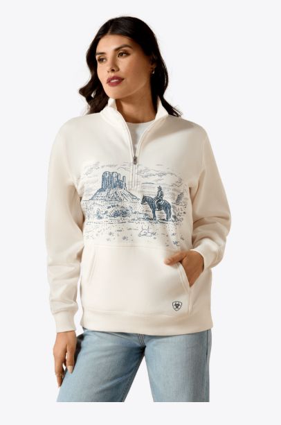 ARIAT WOMEN'S TRAVELER 1/2 ZIP SWEATSHIRT - SEA SALT
