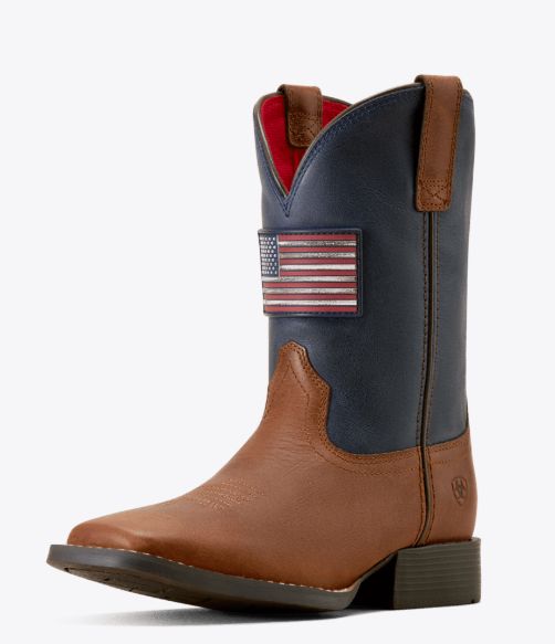 ARIAT BOYS' FREEDOM RIDER WIDE SQUARE TOE WESTERN BOOT - HICKORY SMOKE