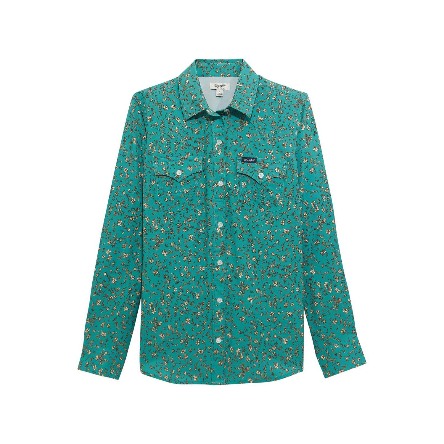 WRANGLER WOMEN'S LONG SLEEVE GAP FREE ARIA BUTTON SHIRT - GREEN