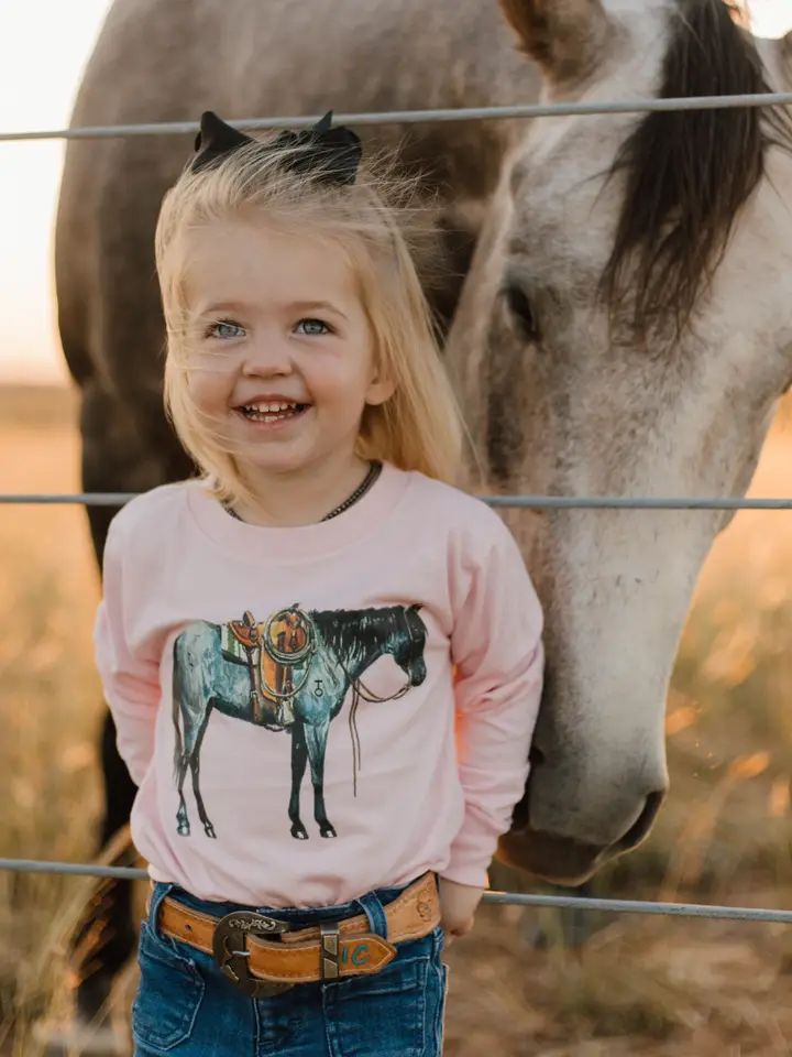 STERLING KREEK GIRLS' MINI BLU ROAN BELLE LONG SLEEVE TEE