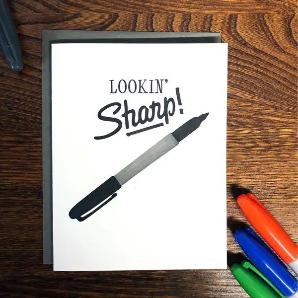 A. FAVORITE DESIGN LOOKIN' SHARP GREETING CARD