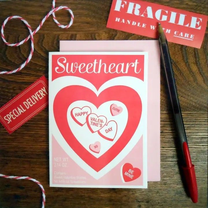A. FAVORITE DESIGN SWEETHEART CANDIES VALENTINE GREETING CARD