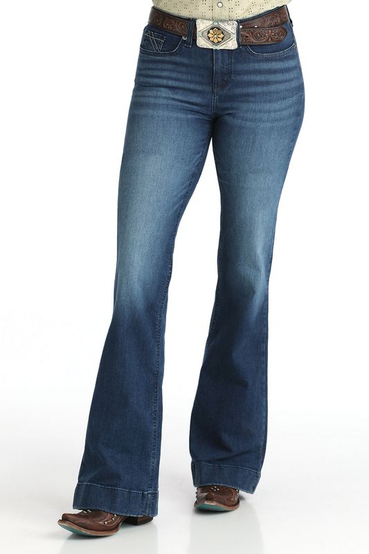 CRUEL GIRL WOMEN'S MILA MODERATE RISE STRETCH TROUSER - DARK STONEWASH
