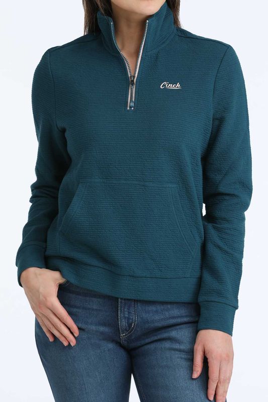 CINCH WOMEN'S 1/4 ZIP PULLOVER - TEAL CINCH WOMEN'S 1/4 ZIP PULLOVER - TEAL