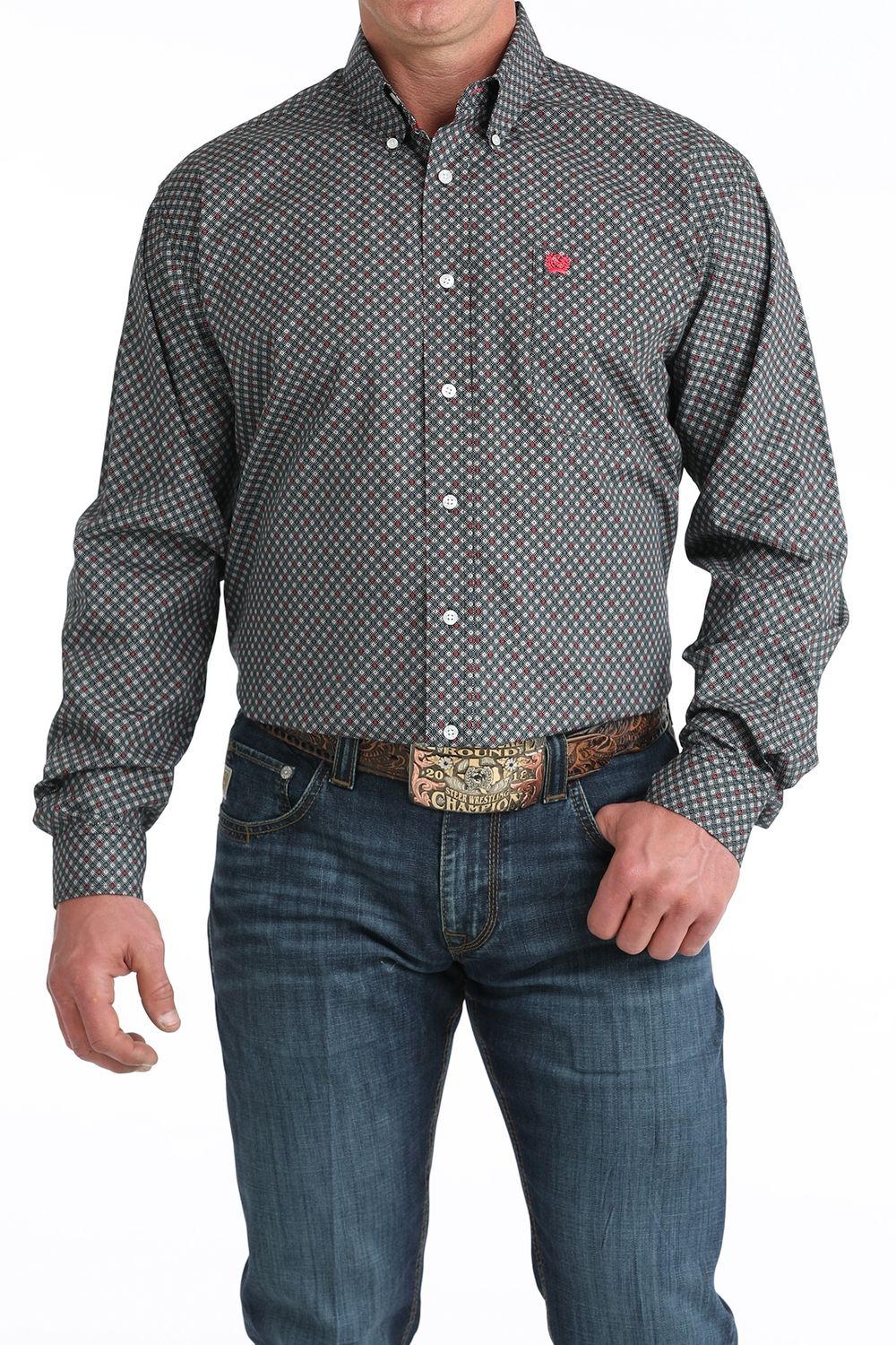 CINCH MEN'S LONG SLEEVE PATTERNED BUTTON SHIRT - BLACK