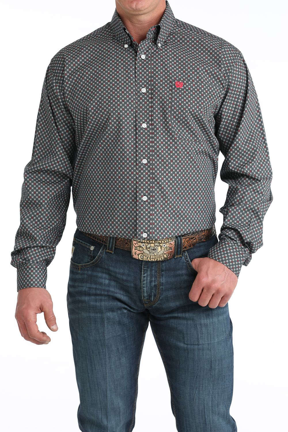 CINCH MEN'S LONG SLEEVE PATTERNED BUTTON SHIRT - BLACK