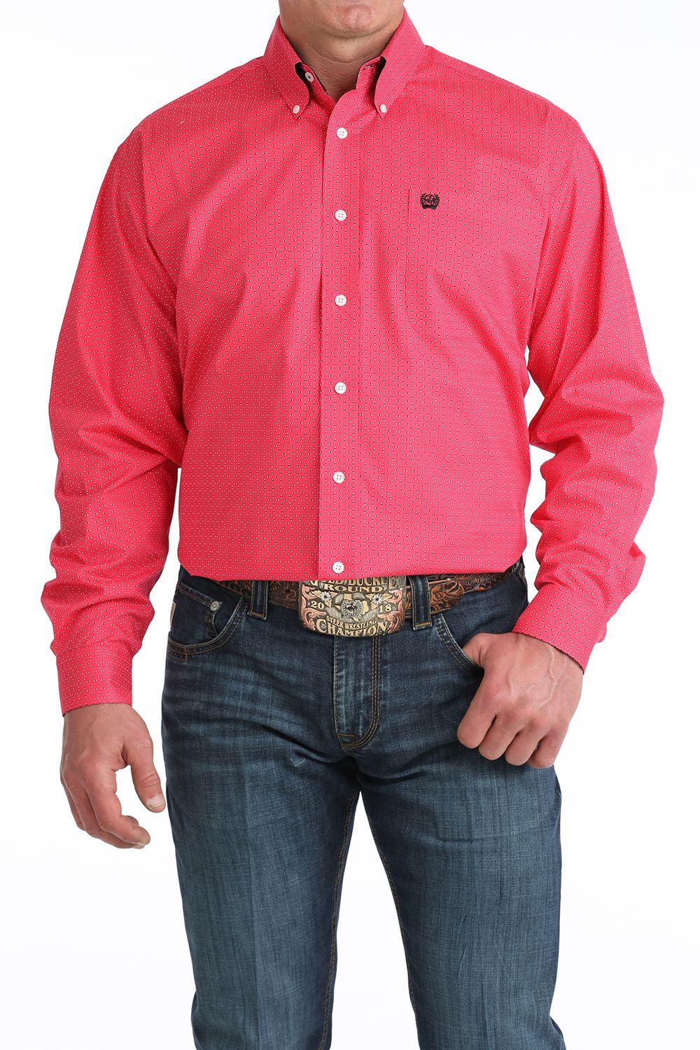 CINCH MEN'S LONG SLEEVE BUTTON SHIRT - PINK
