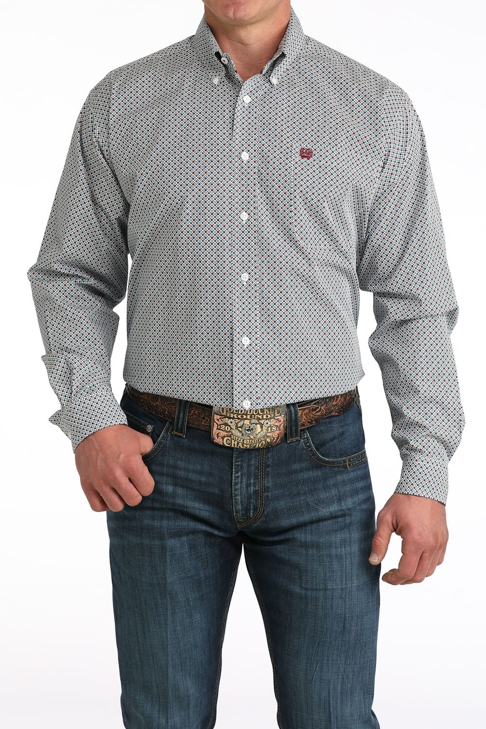 CINCH MEN'S LONG SLEEVE BUTTON SHIRT - WHITE