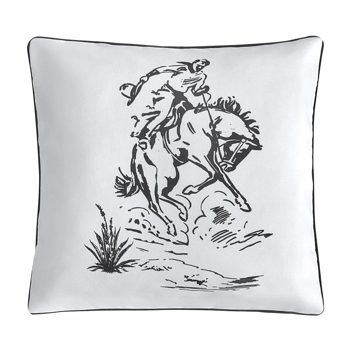 PASEO ROAD RANCH LIFE INDOOR/OUTDOOR 20"x20" BRONC RIDER PILLOW