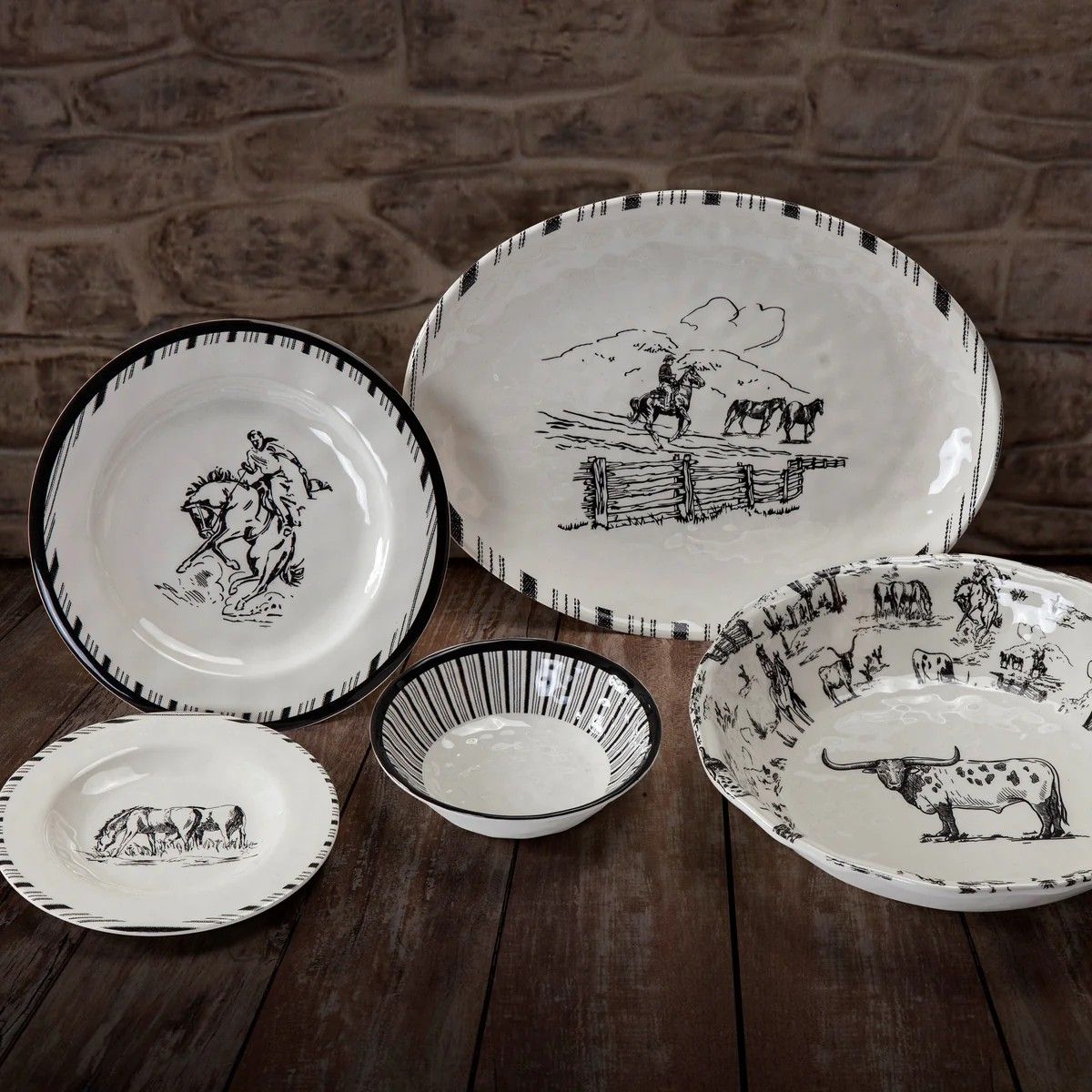 PASEO ROAD RANCH LIFE MELAMINE 14-PIECE DINNERWARE SET