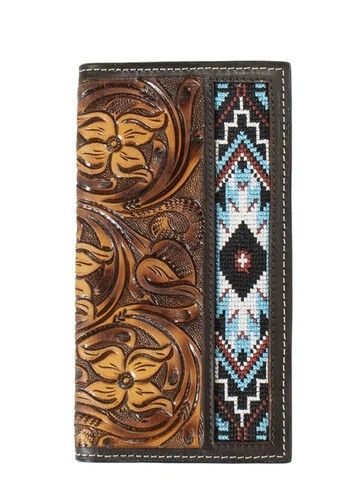 3D MEN'S RODEO WALLET - TOOLED FLORAL/EMBROIDERED INLAY