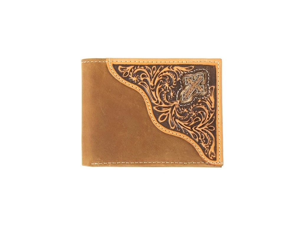 3D BELT CO. BIFOLD WALLET - TOOLED/HORSEHAIR/CROSS