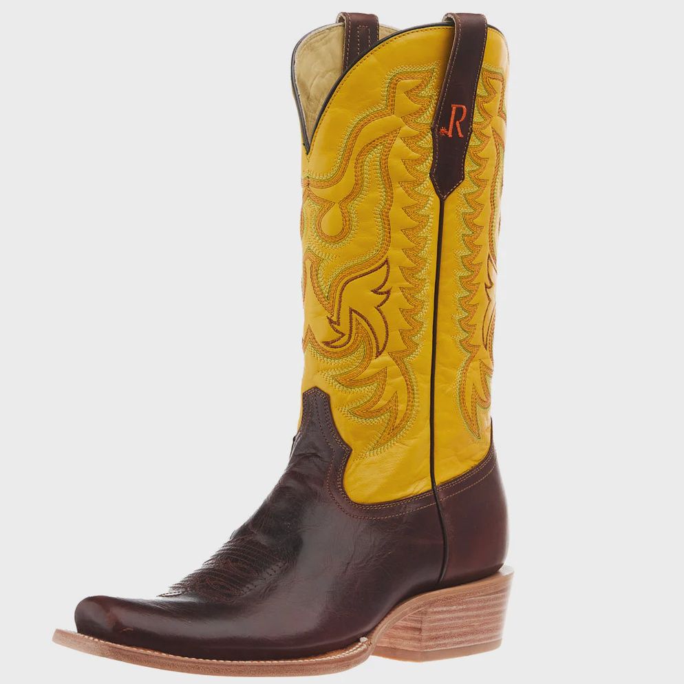R. WATSON MEN'S 13" NARROW SQUARE TOE COWBOY HEEL BOOT - PECAN COWHIDE