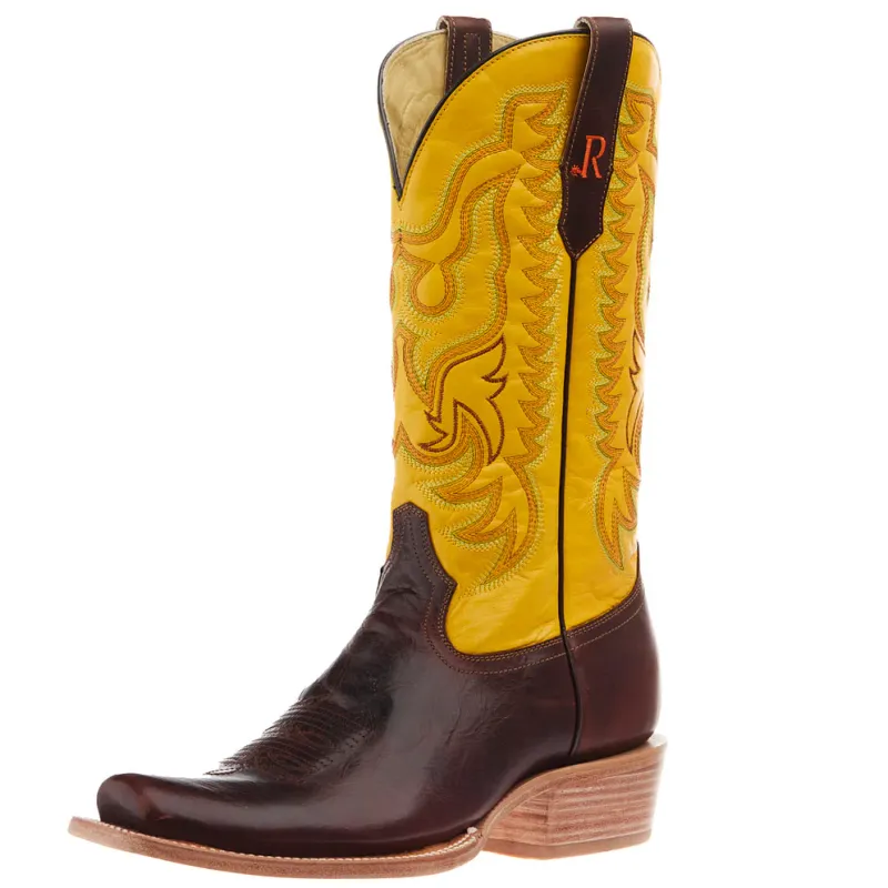 R. WATSON MEN'S 13" NARROW SQUARE TOE COWBOY HEEL BOOT - PECAN COWHIDE