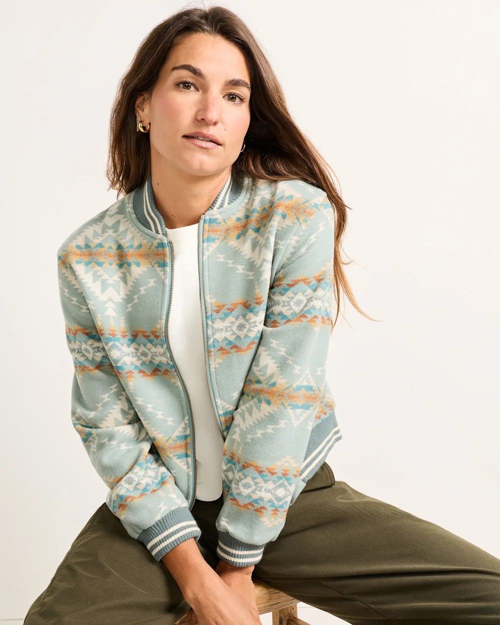 PENDLETON WOMEN'S WOOL BRIDGE CREEK BOMBER JACKET - BRIDGE CREEK SHALE