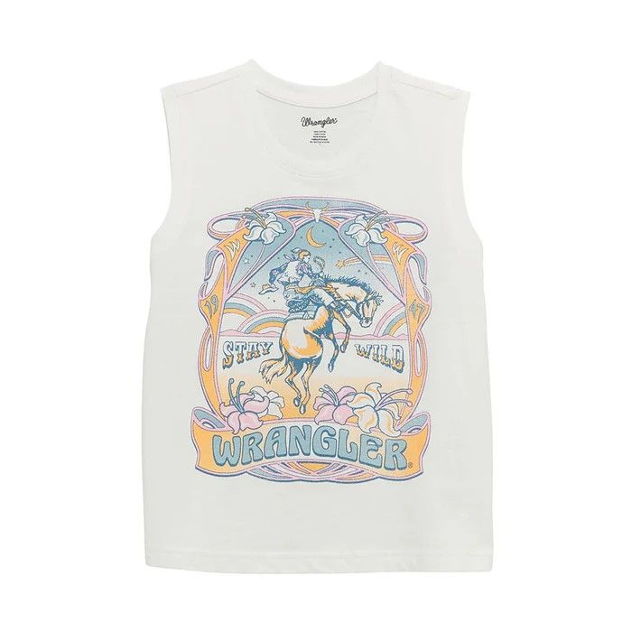 WRANGLER GIRLS' SLEEVELESS GRAPHIC TEE - WHITE