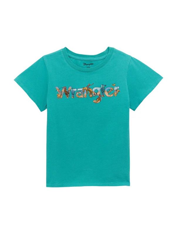 WRANGLER GIRLS' SHORT SLEEVE LOGO GRAPHIC TEE - TURQUOISE