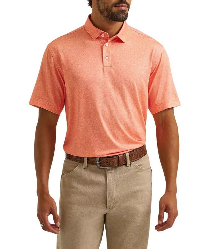 WRANGLER MEN'S ATG SHORT SLEEVE PERFORMANCE POLO REGULAR FIT SHIRT - PEACH ECHO