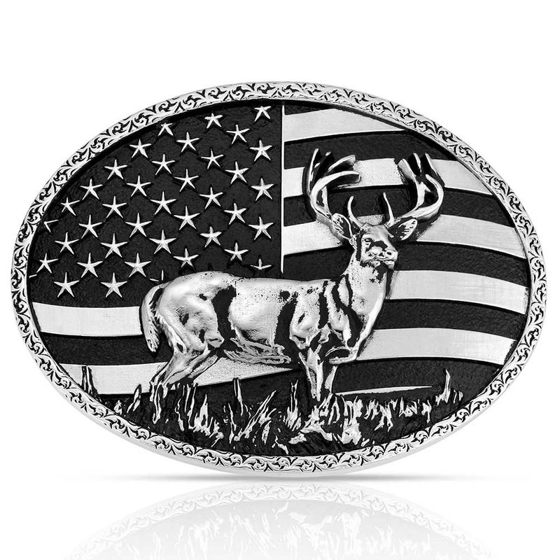 MONTANA SILVERSMITHS ATTITUDE BUCKLE - HUNTERS STARS &amp; STRIPES