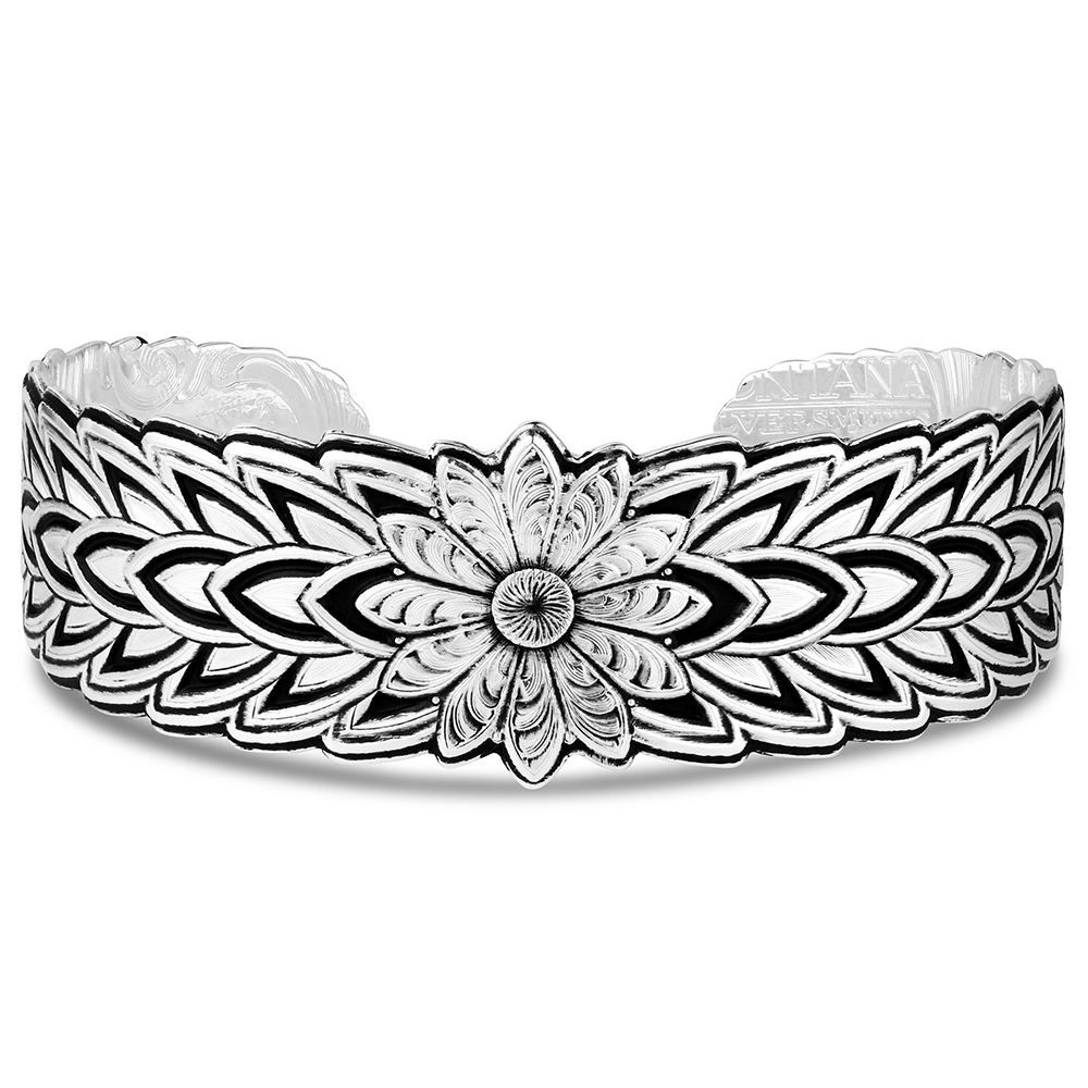 MONTANA SILVERSMITHS - BRACELET - SILVER FEATHER FLOWER CUFF