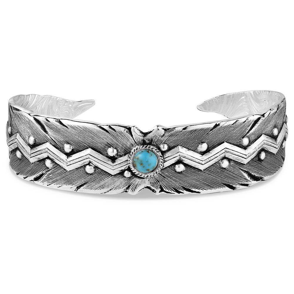 MONTANA SILVERSMITHS - BRACELET - ZIGZAG FEATHER WITH TURQ