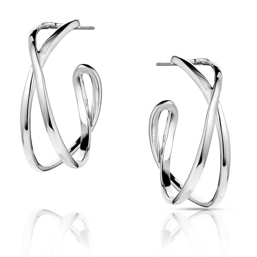MONTANA SILVERSMITHS - EARRINGS - DARING CROSSED HOOPS