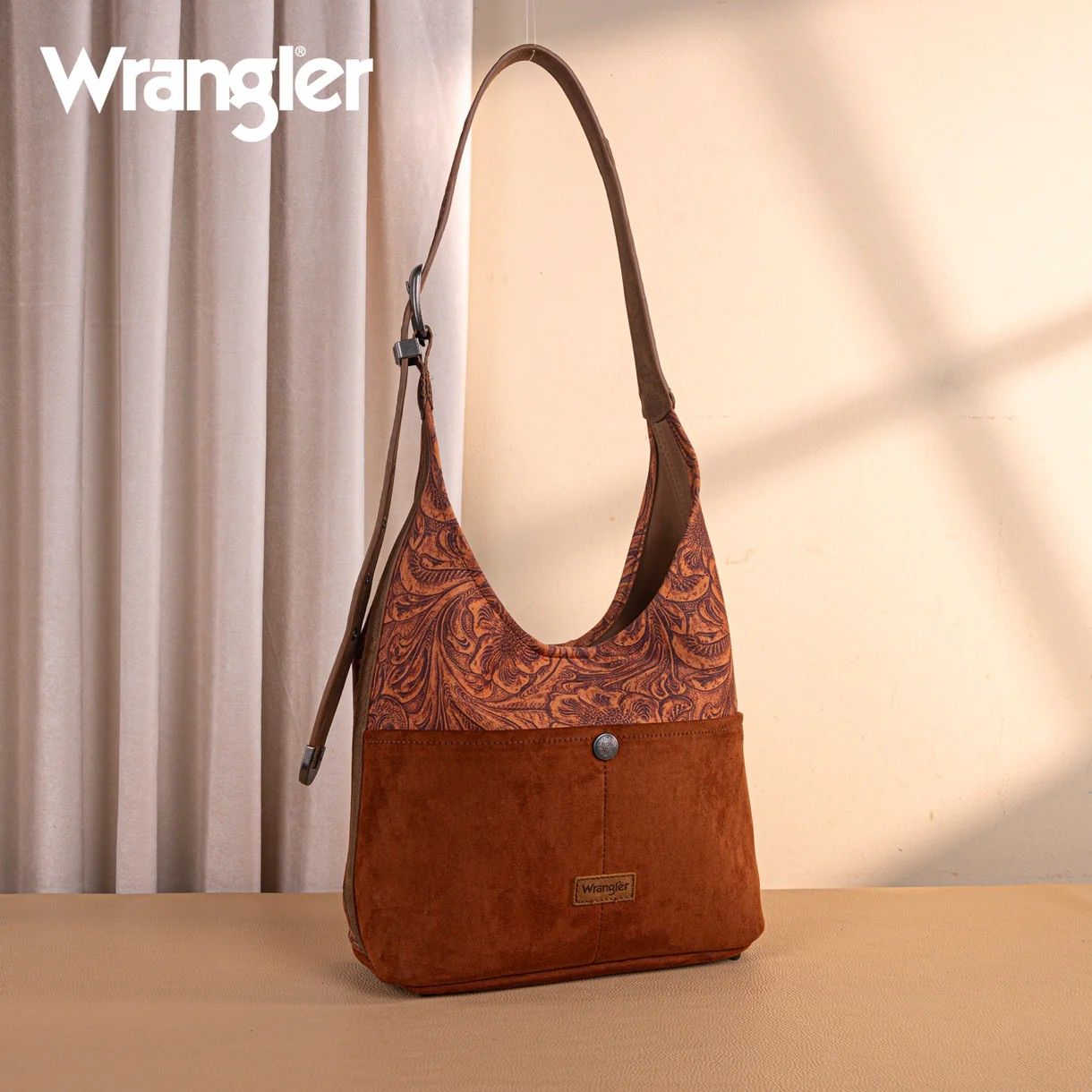 WRANGLER PURSE - VINTAGE FLORAL HOBO - BROWN