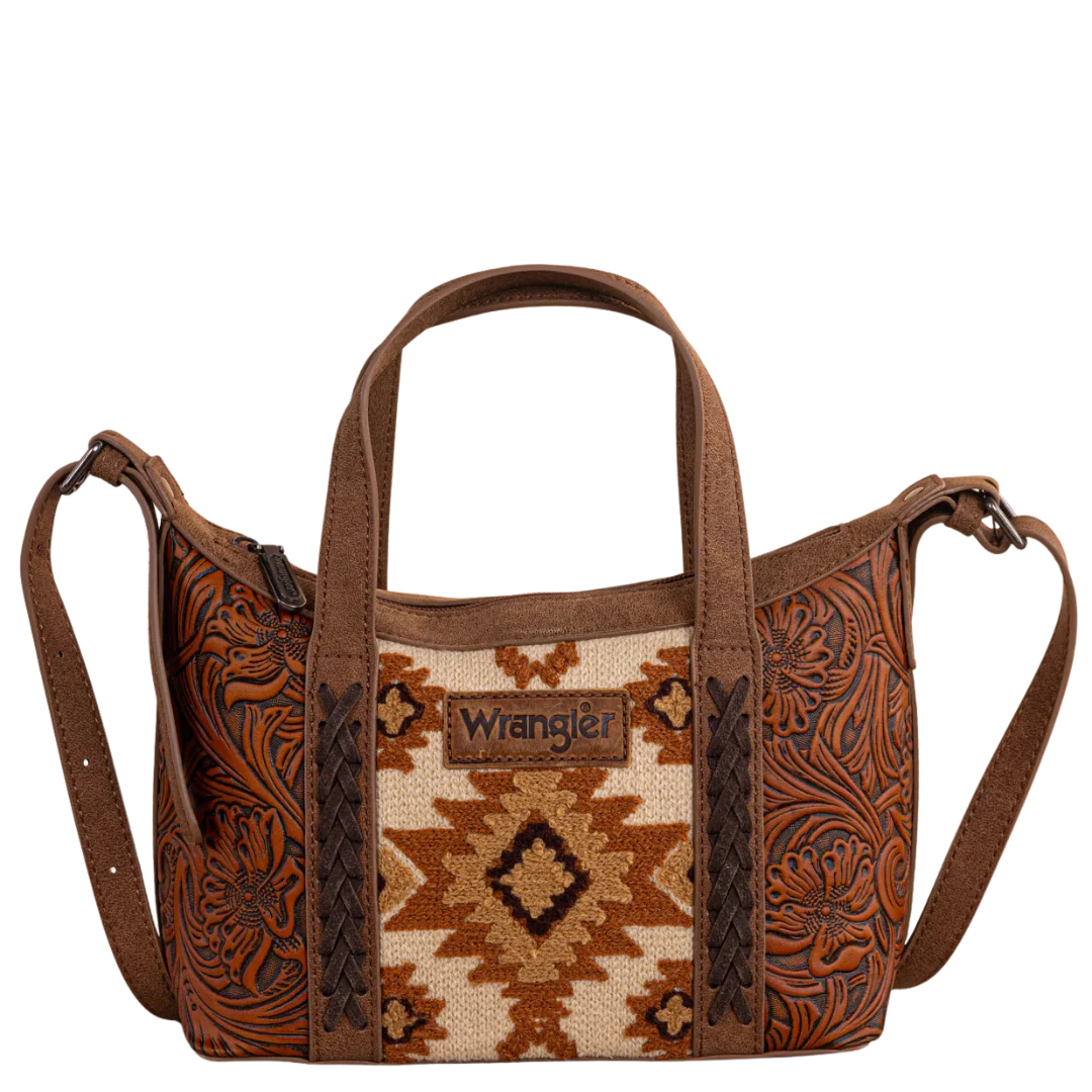 WRANGLER PURSE - TOOLED AZTEC - BROWN