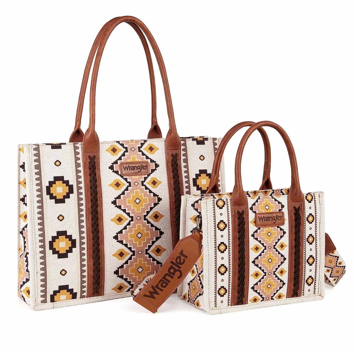 WRANGLER PURSE - SOUTHWESTERN TOTE SET - COFFEE