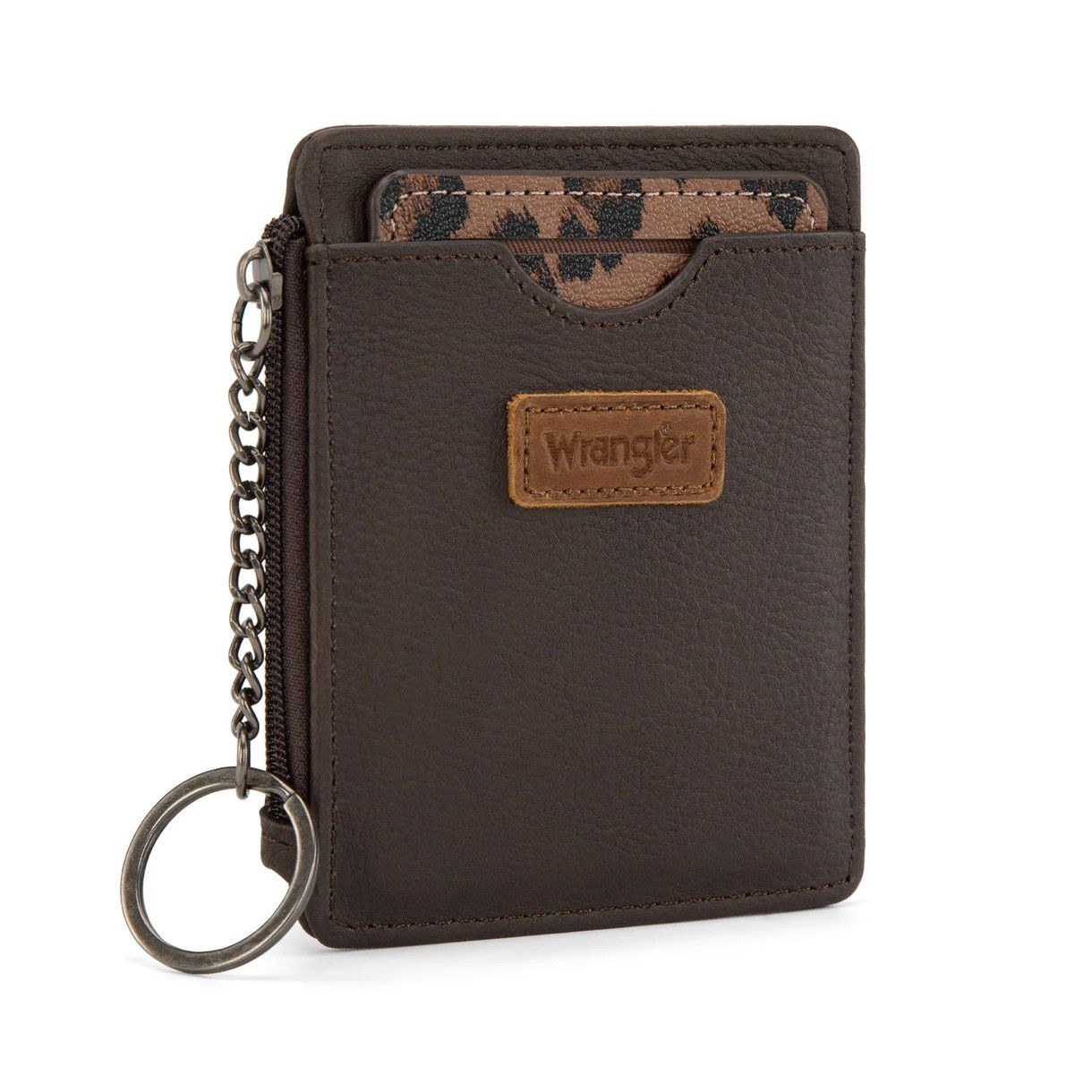 WRANGLER CARD CASE WALLET - COFFEE LEOPARD