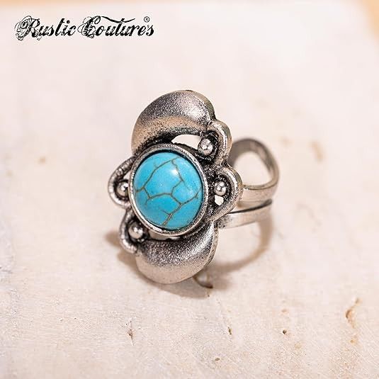 RUSTIC COUTURE'S RING BOHEMIAN CUFF - TURQUOISE